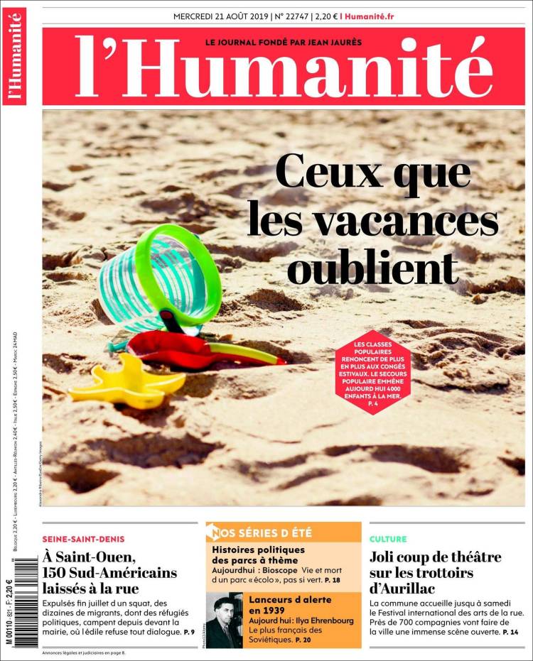 Portada de l'Humanite (Francia)