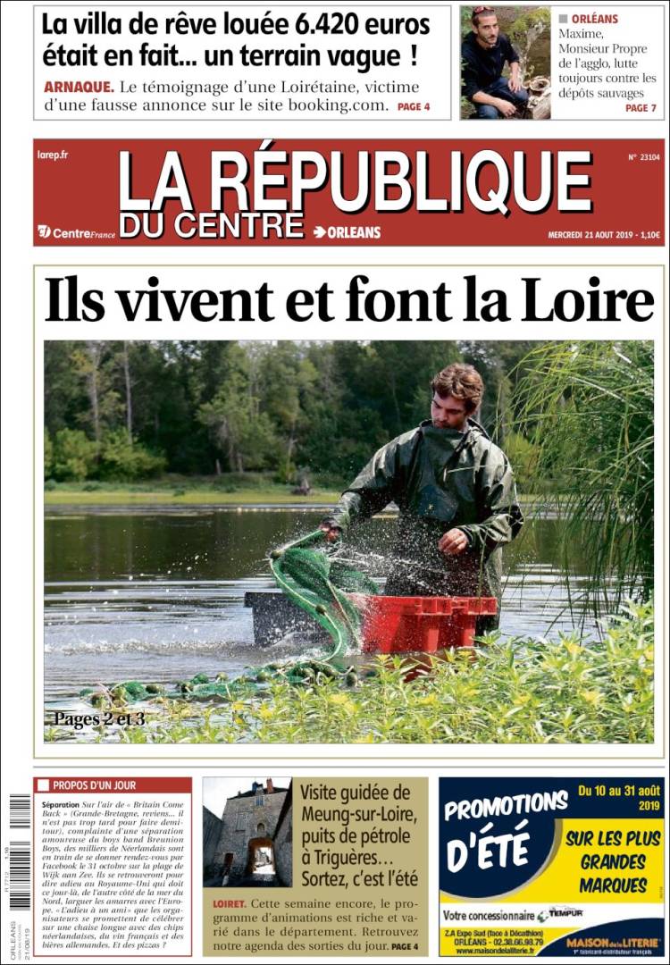 Portada de La République du Centre (Francia)