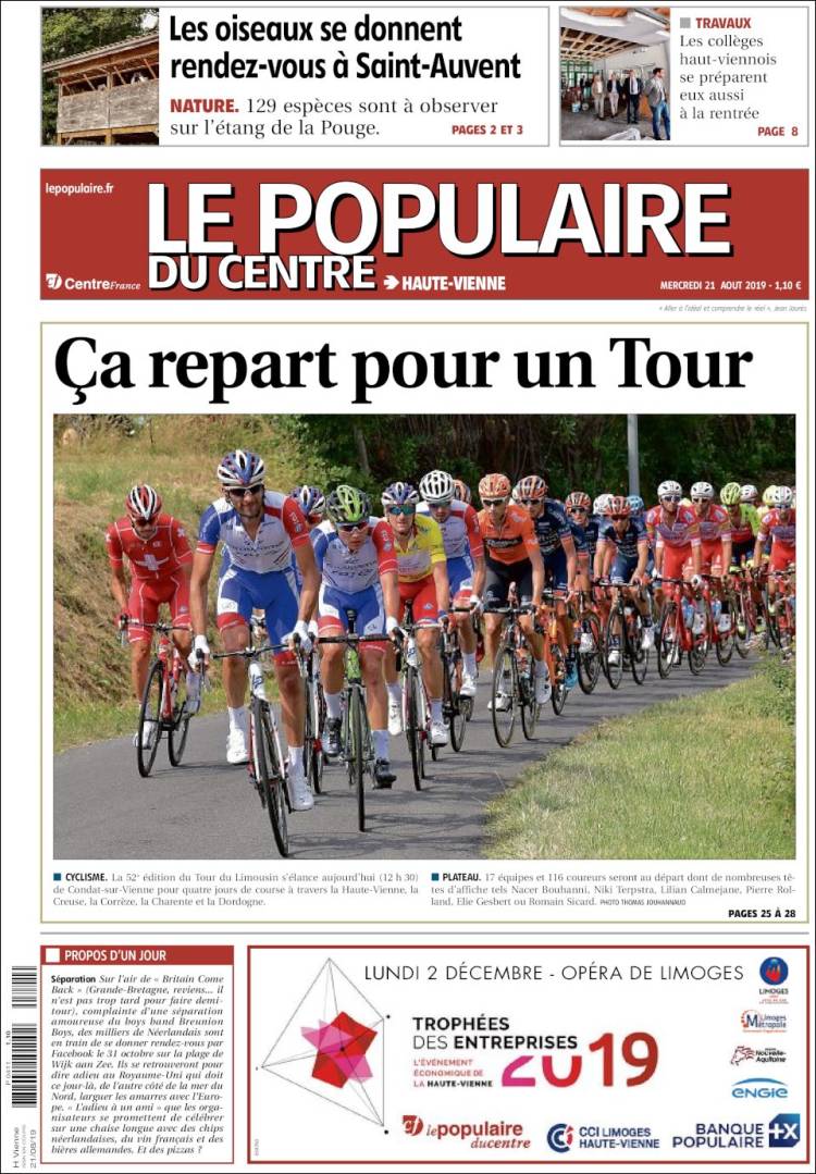 Portada de Le Populaire du Centre (Francia)