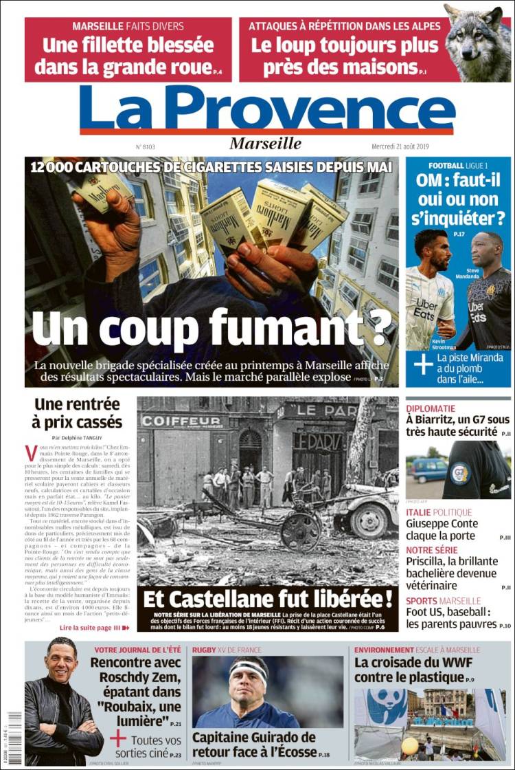 Portada de La Provence (Francia)