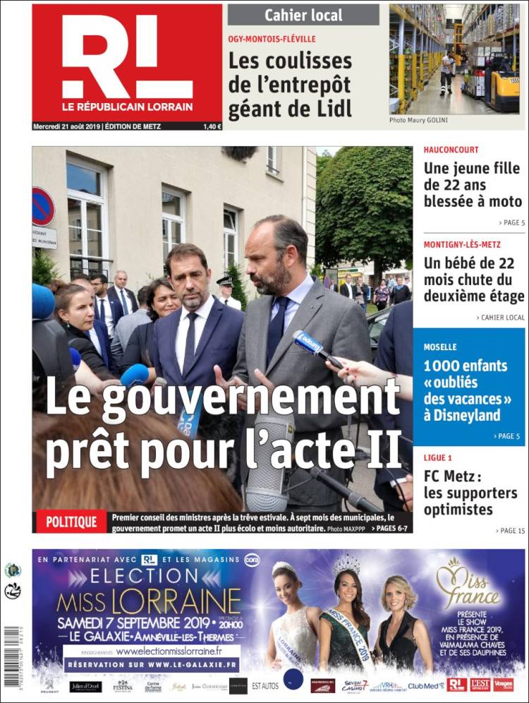 Portada de Le Republicain Lorrain (Francia)
