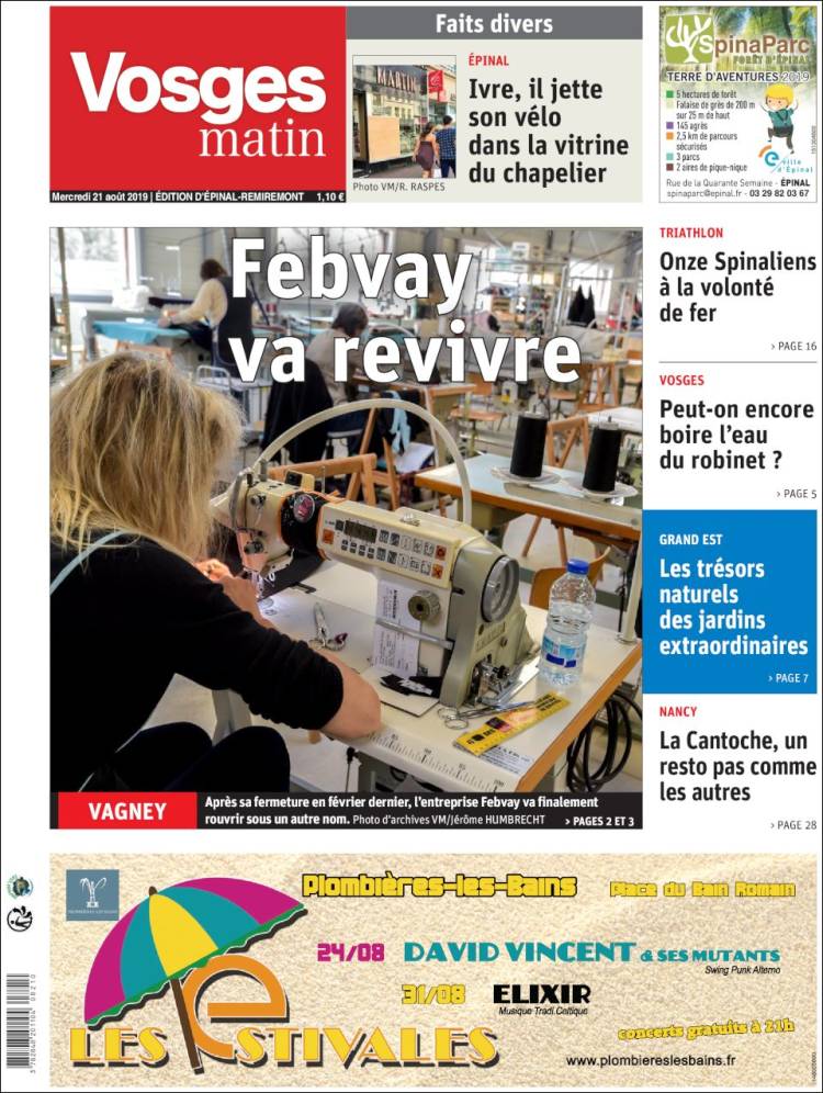 Portada de Vosges Matin (Francia)