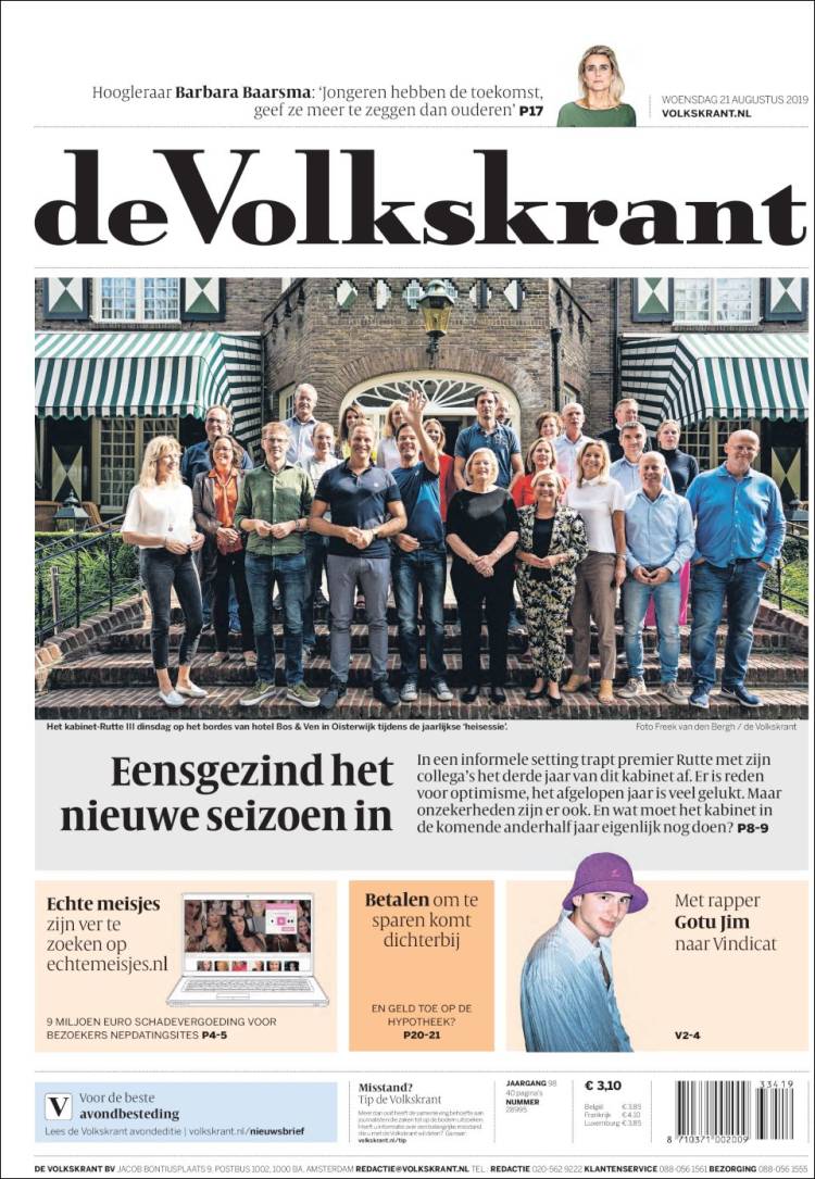 Portada de De Volkskrant (Pa&iacute;ses Bajos)