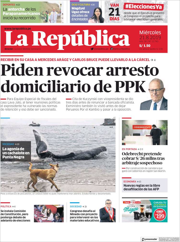 Portada de La Republica (Perú)