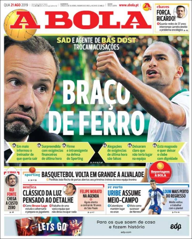 Portada de A Bola (Portugal)