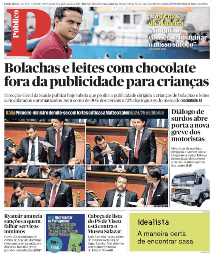 Portada de Público (Portugal)