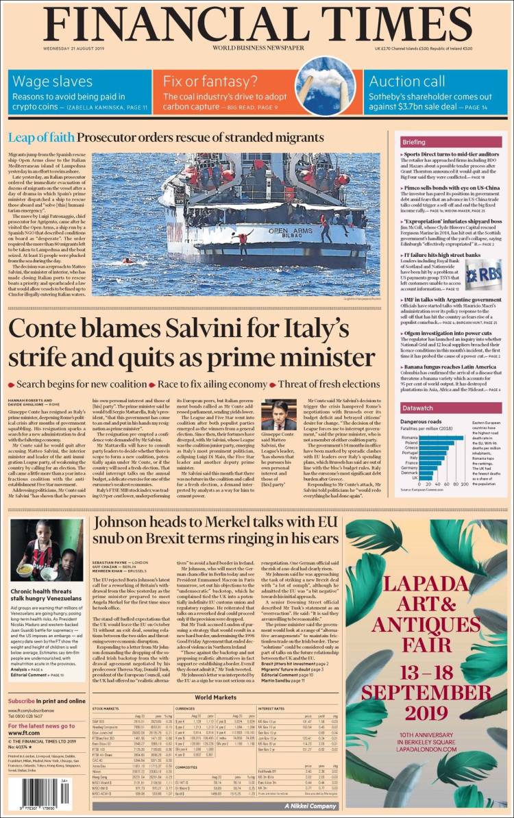Portada de Financial Times (Reino Unido)