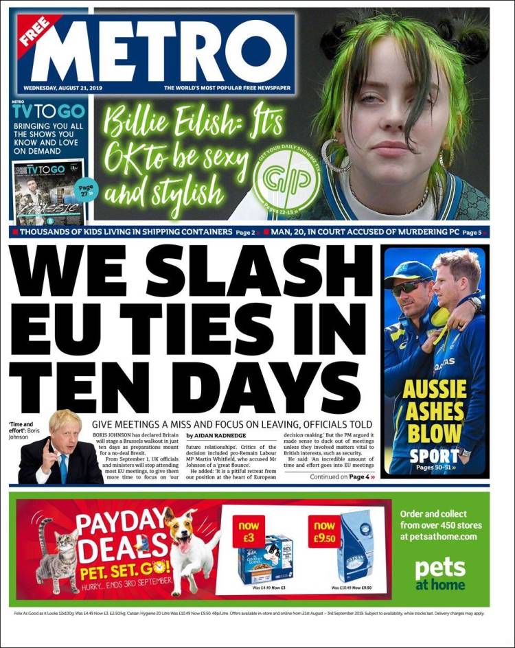 Portada de Metro (Reino Unido)