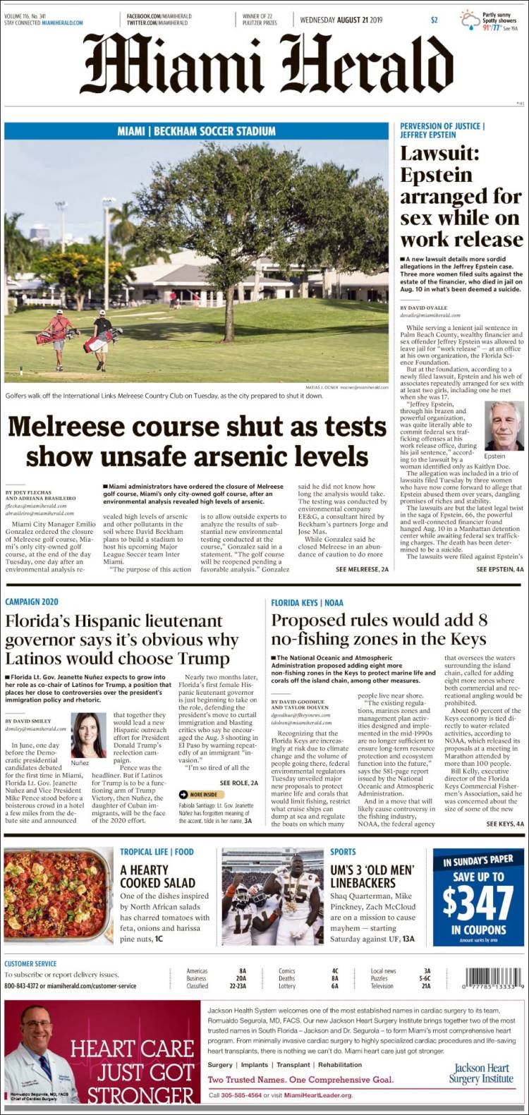 Portada de Miami Herald (USA)