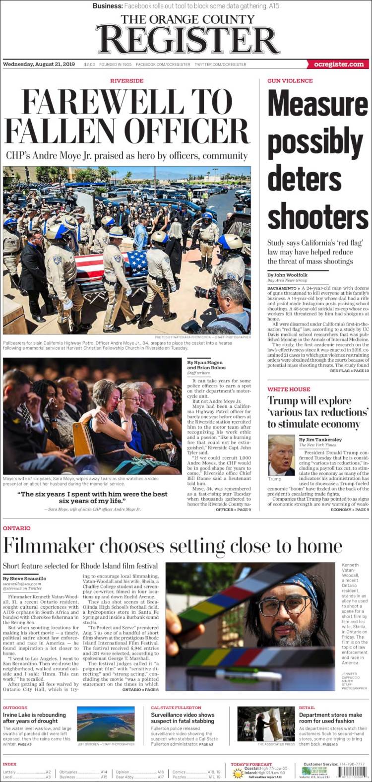 Portada de The Orange County Register (USA)