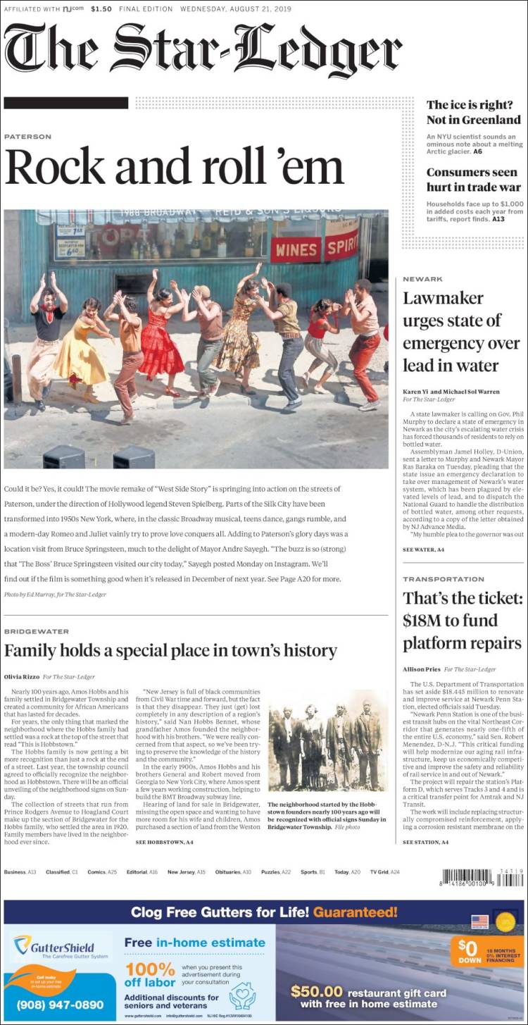 Portada de Star-Ledger (USA)