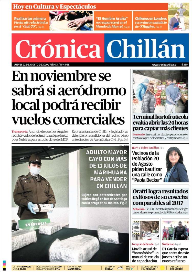 Portada de Crónica Chillán (Chile)