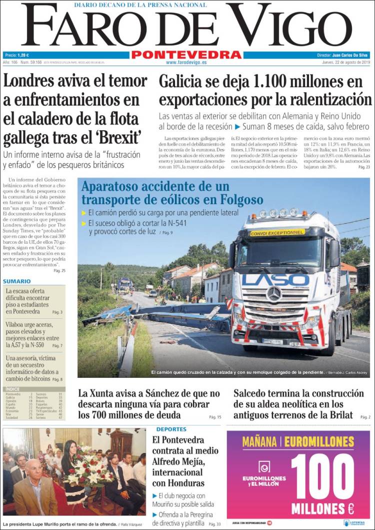 Portada de El Faro de Vigo - Pontevedra (Espa&ntilde;a)