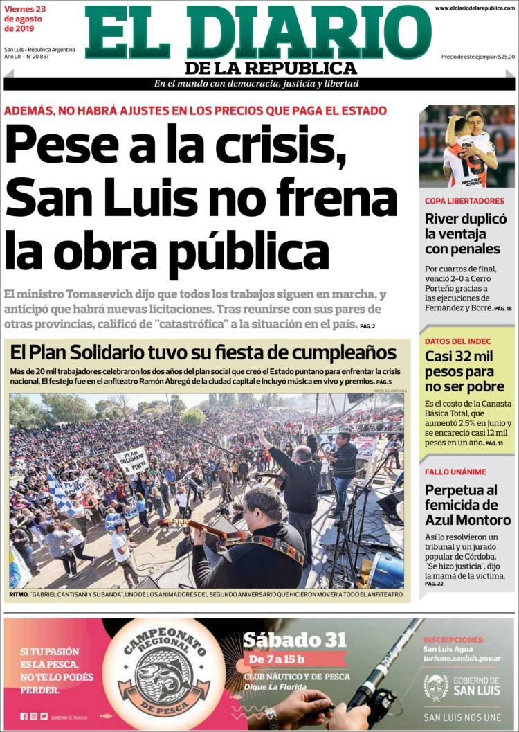 Portada de Diario de la República (Argentina)