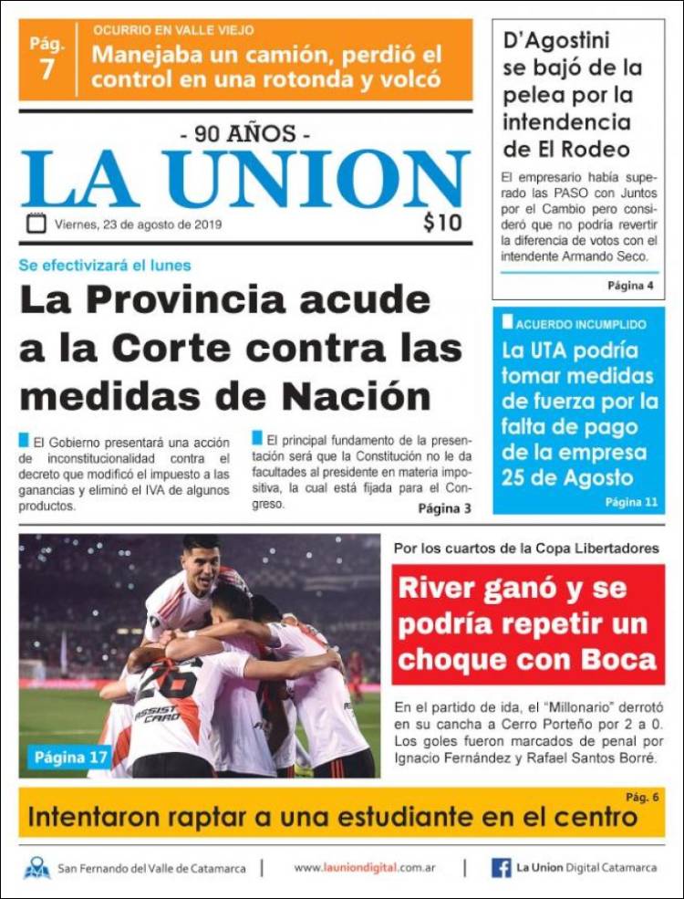 Portada de La Unión (Argentina)