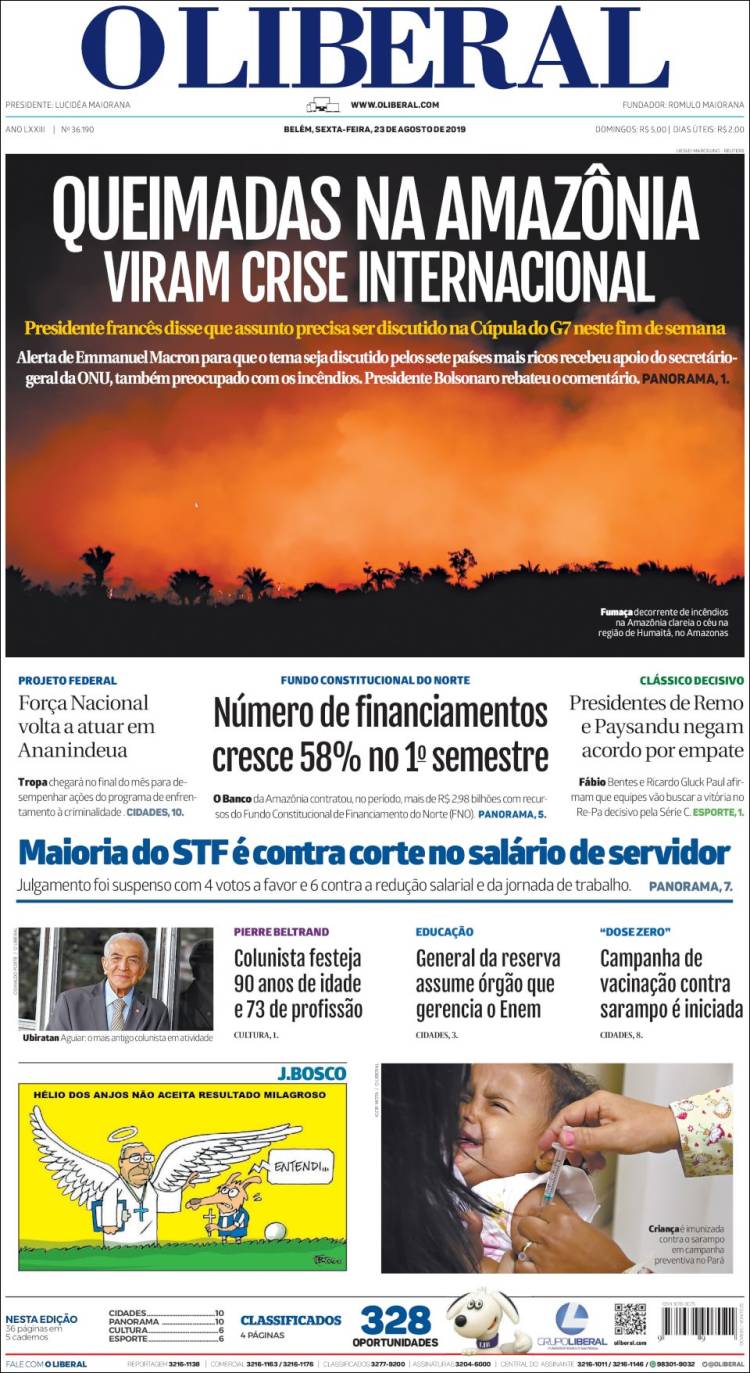 Portada de O Liberal (Brasil)
