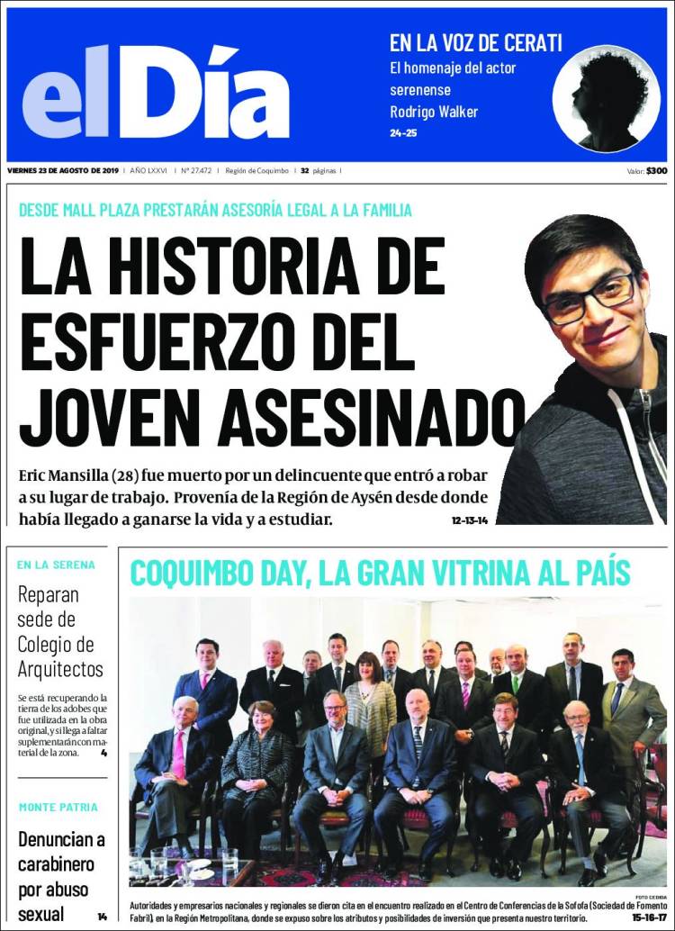 Portada de El Día (Chile)