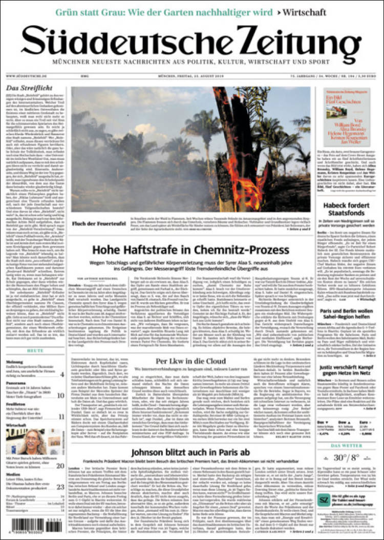 Portada de Sueddeutsche (Alemania)