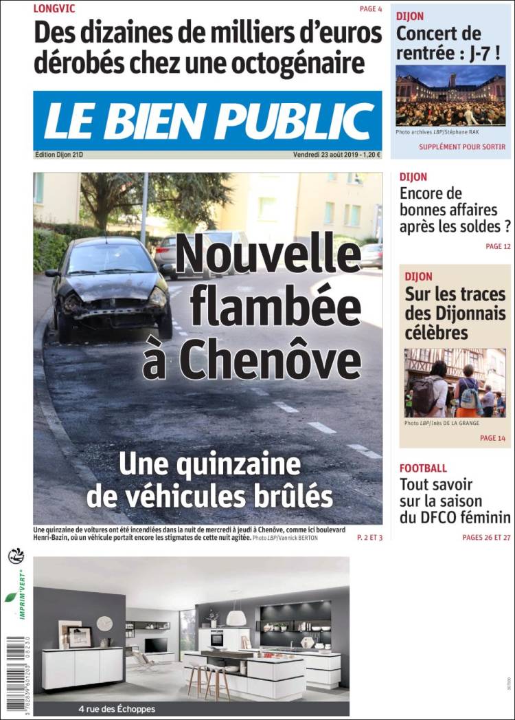 Portada de Le Bien Public (Francia)