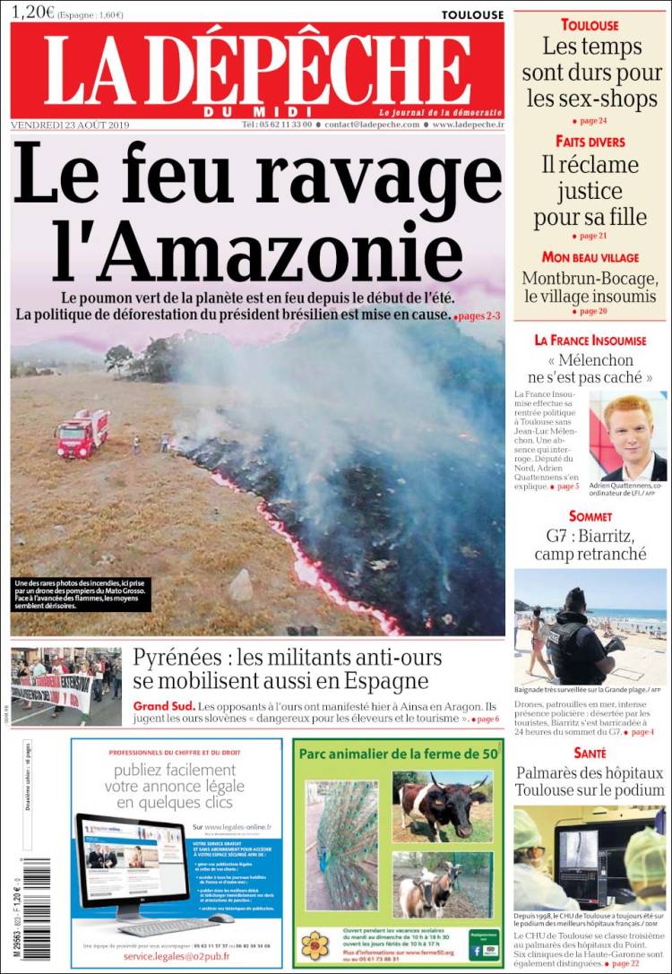 Portada de La Dépêche du Midi (France)