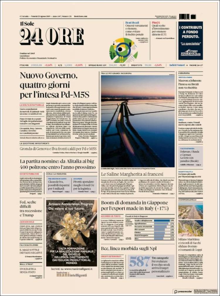 Portada de Il Sole 24 ORE (Italia)