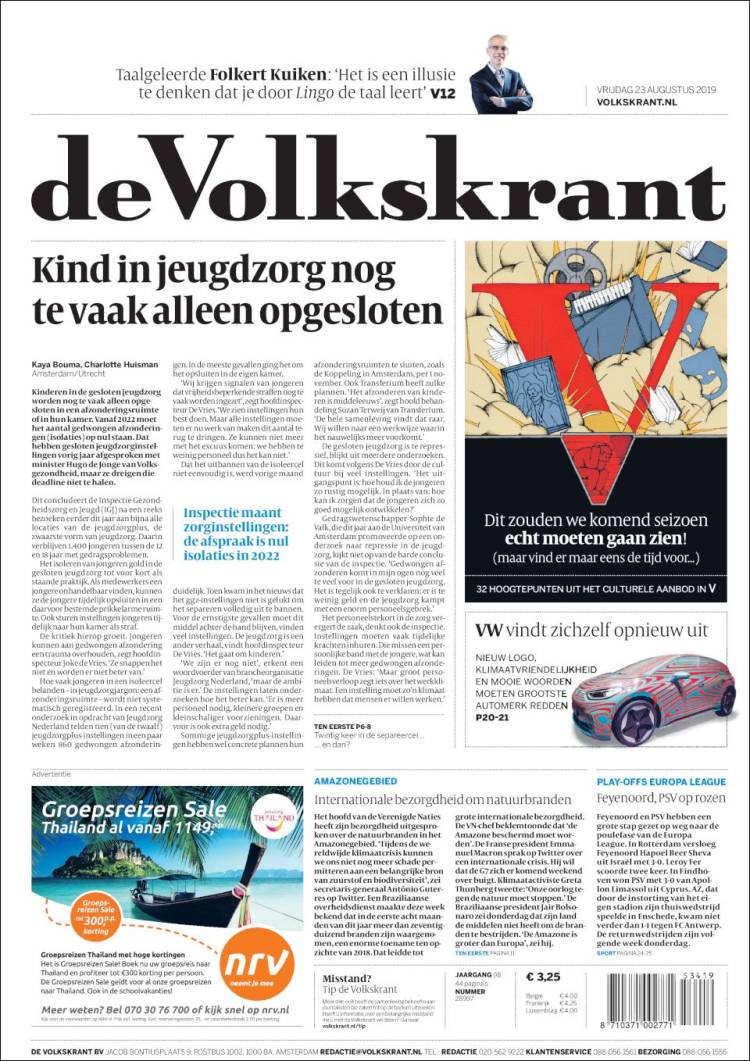 Portada de De Volkskrant (Pa&iacute;ses Bajos)
