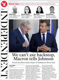 Portada de The Independent (Reino Unido)