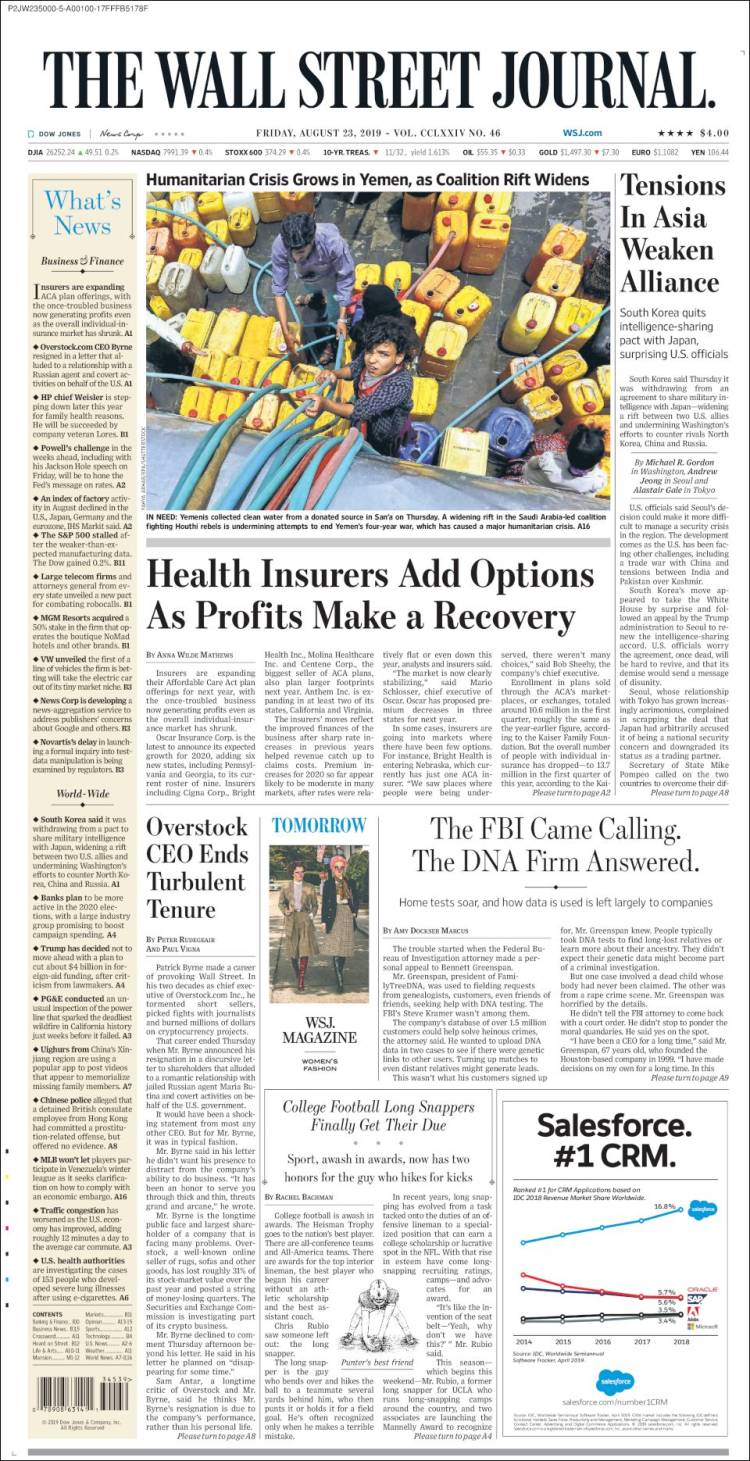 Portada de Wall Street Journal (USA)