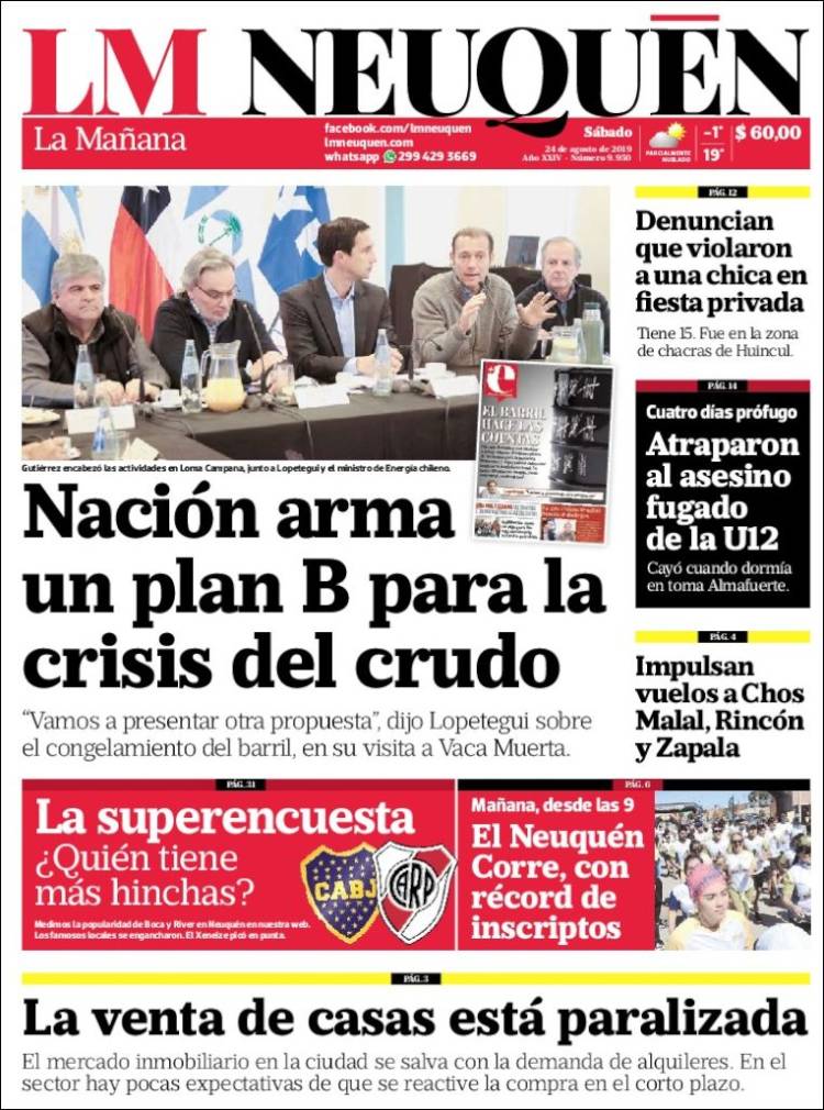 Portada de La Mañanade Neuquén (Argentina)