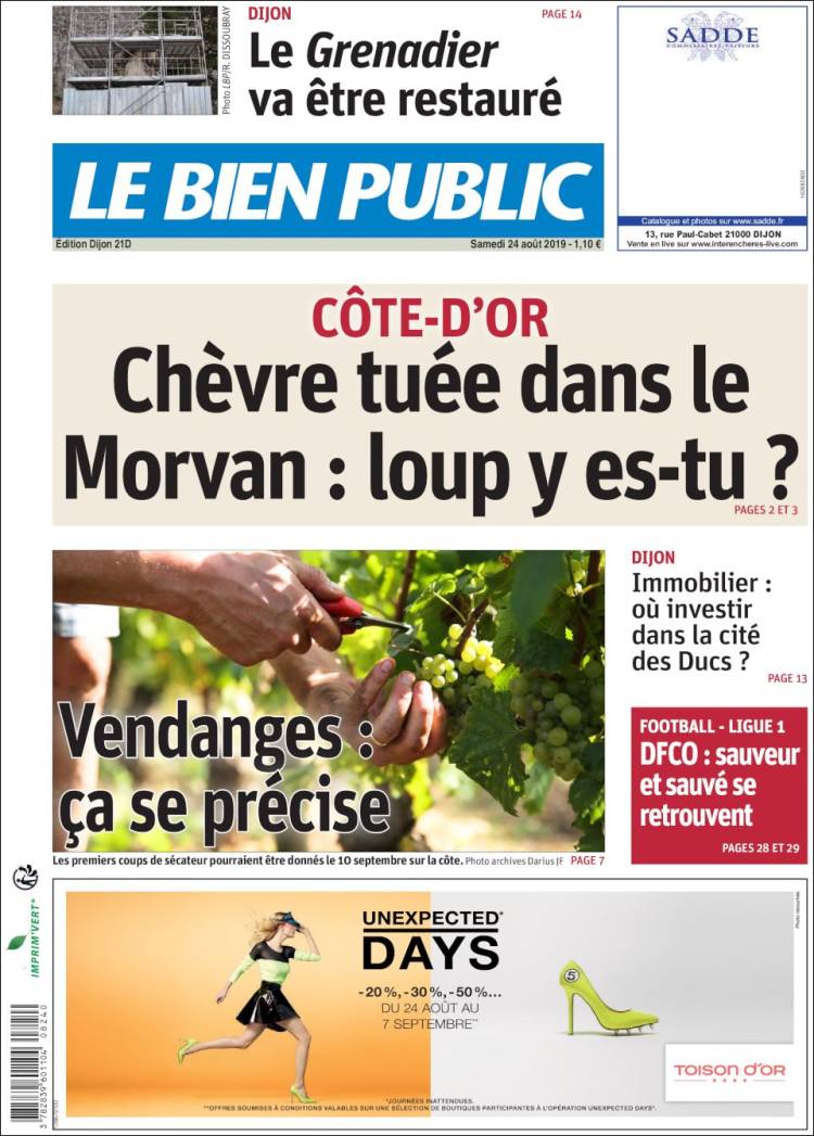 Portada de Le Bien Public (Francia)