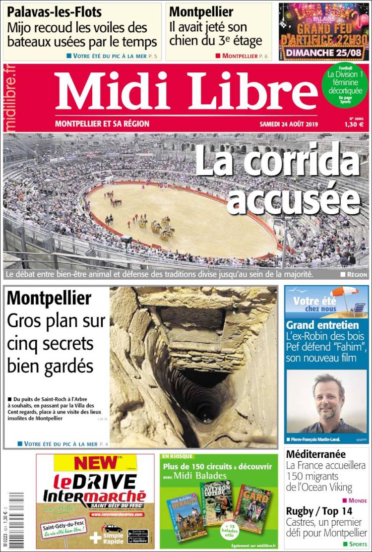 Portada de Midi Libre (Francia)