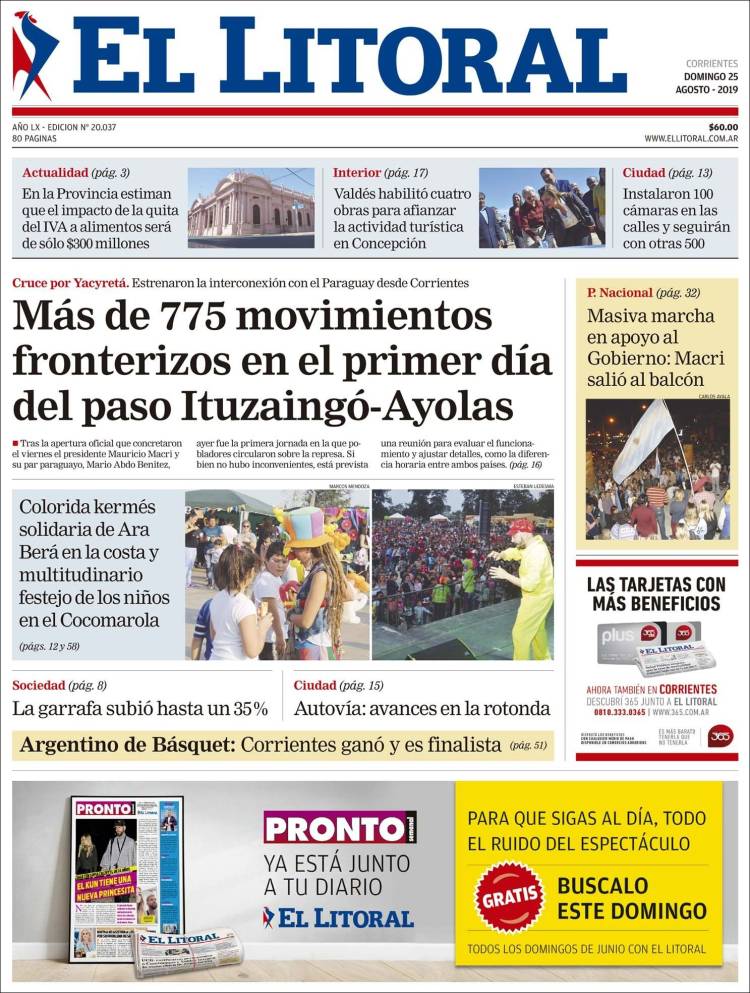 Portada de El Litoral Corrientes (Argentina)