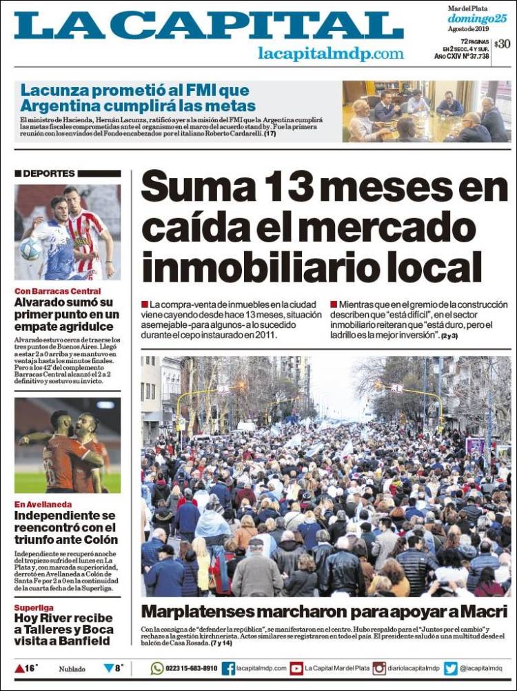 Portada de Diario La Capital - Mar del Plata (Argentina)