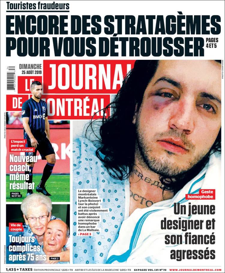 Portada de Le Journal de Montréal (Canada)