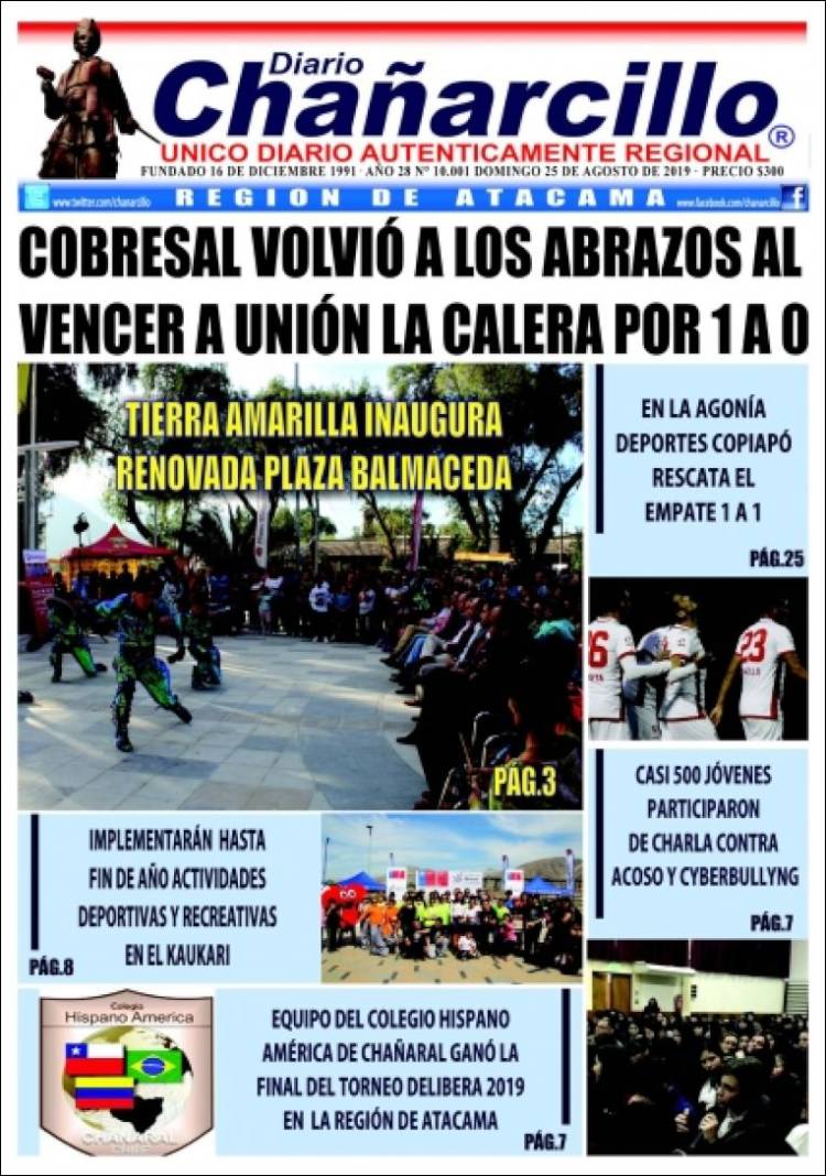 Portada de Diario Chañarcillo (Chile)