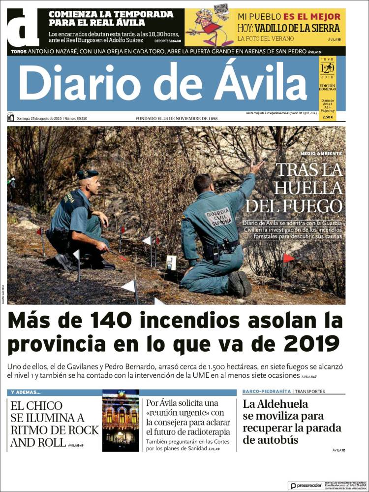Portada de Diario de Ávila (España)