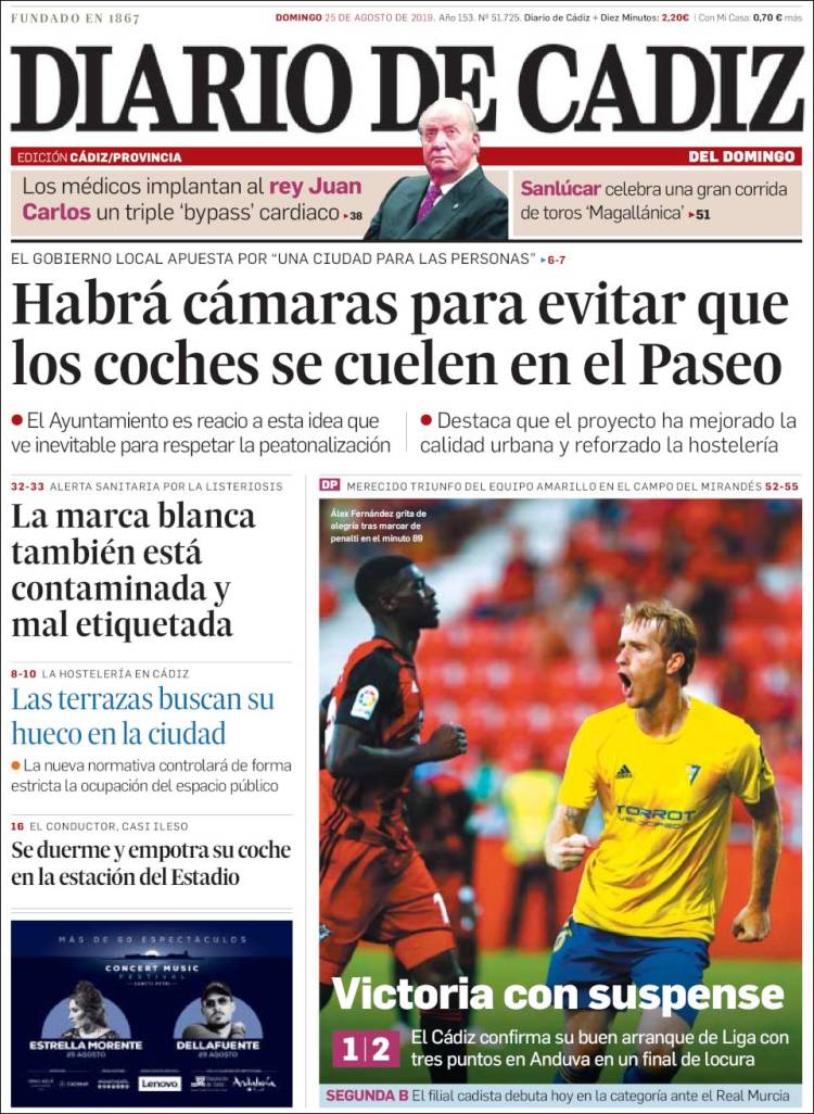 Portada de Diario de Cádiz (España)