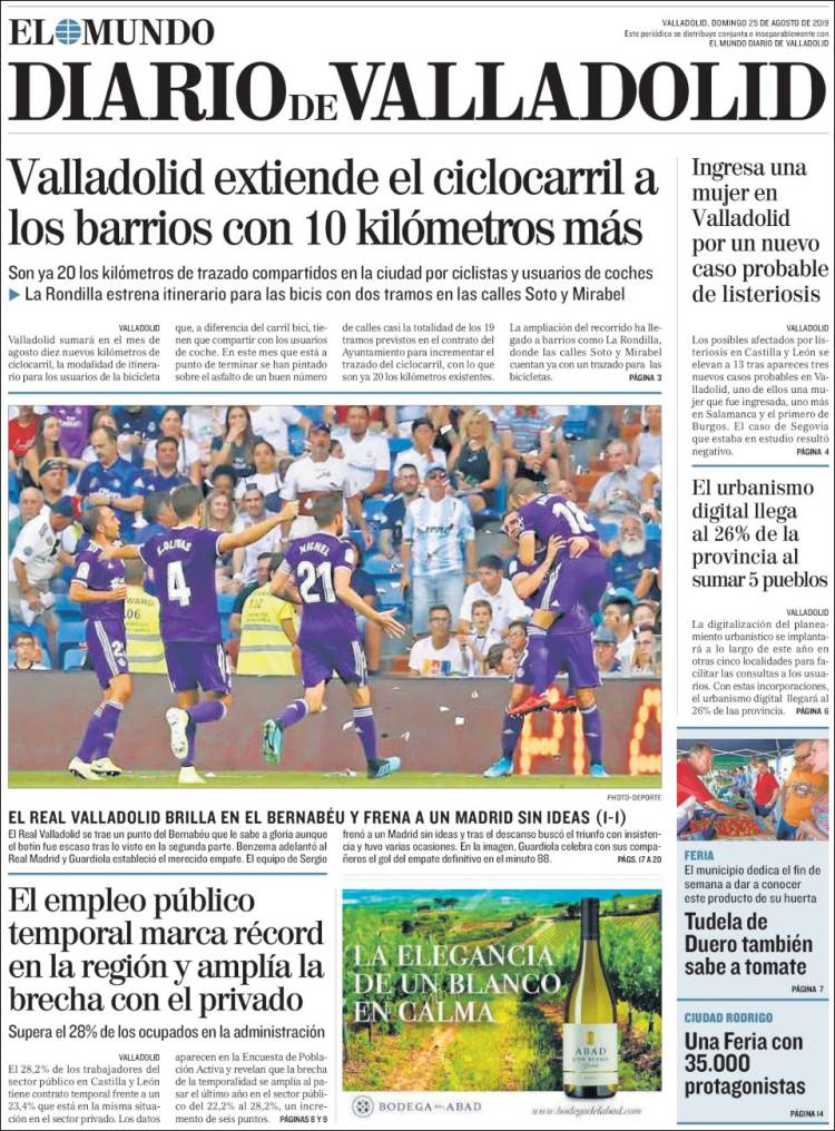 Portada de Diario de Valladolid (España)