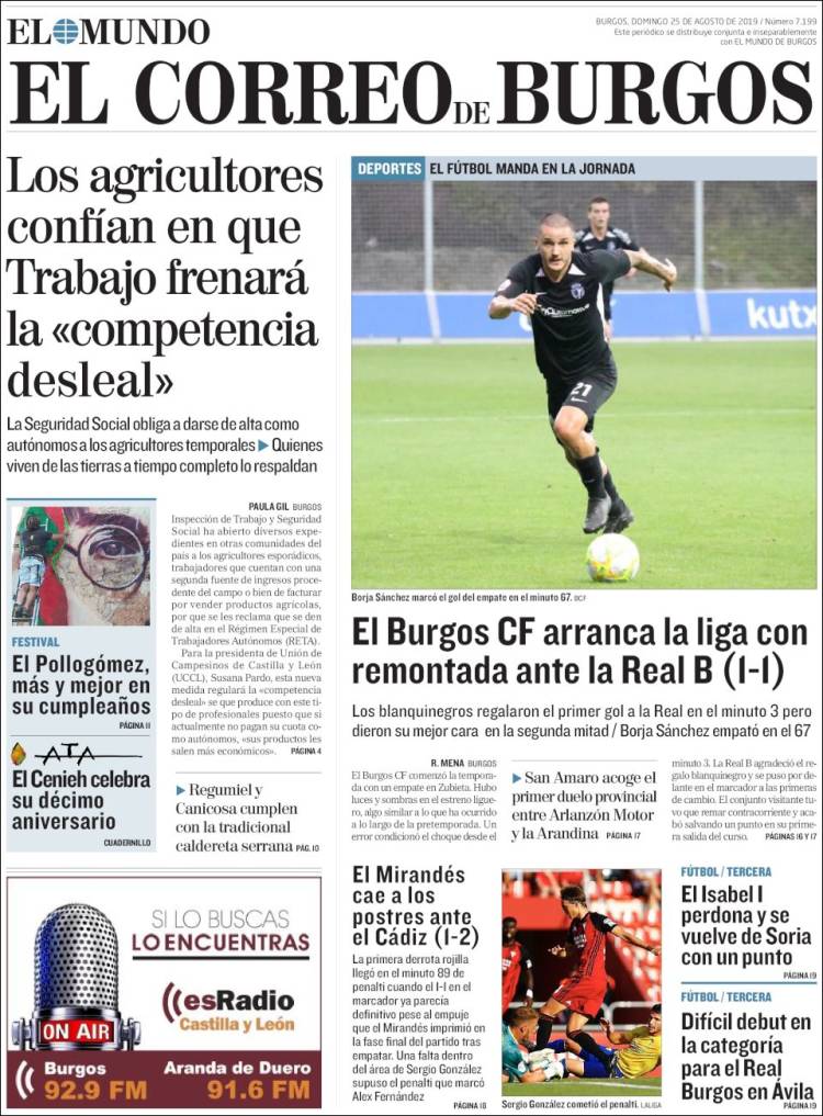 Portada de El Correo de Burgos (España)