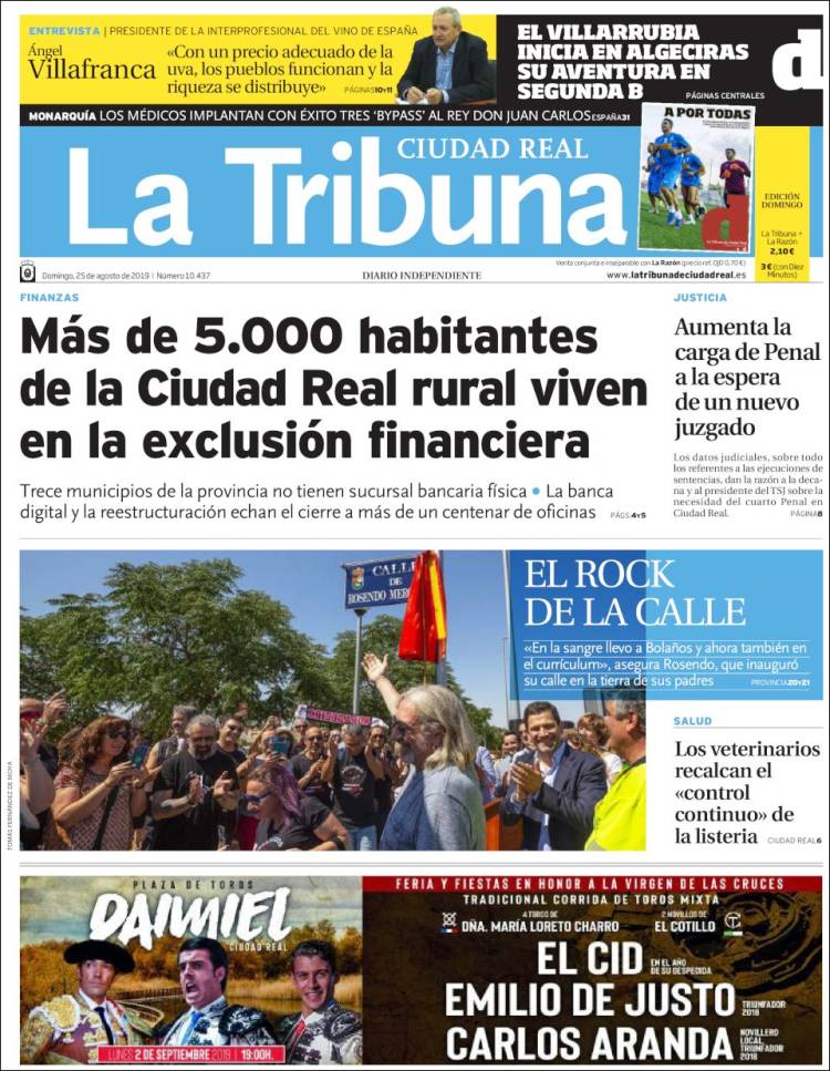 Portada de La Tribuna de Ciudad Real (España)