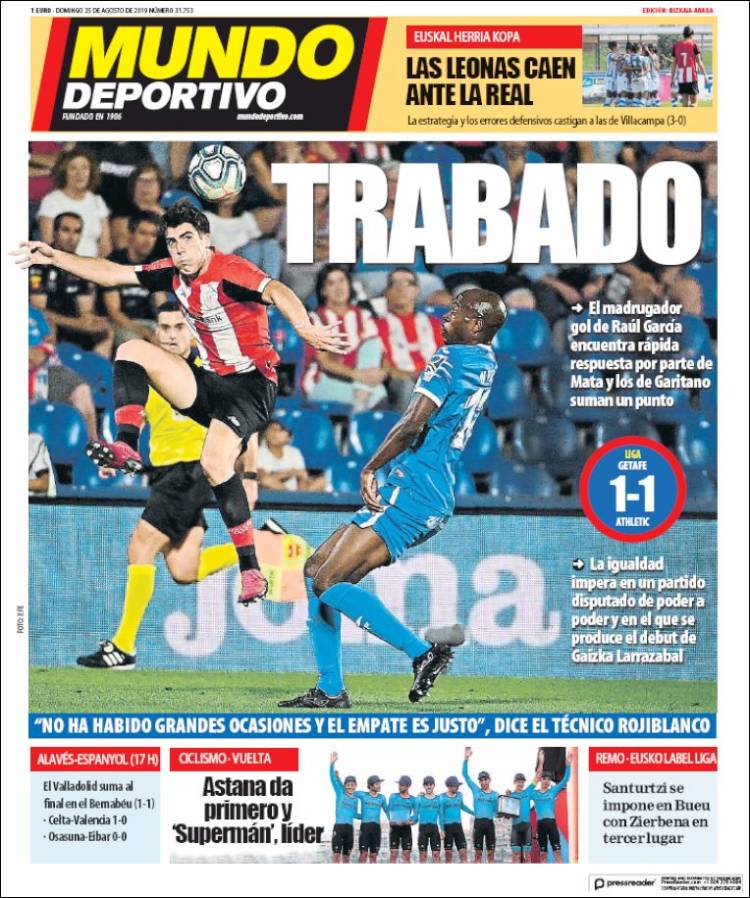 Portada de Mundo Deportivo Bizkaia (España)