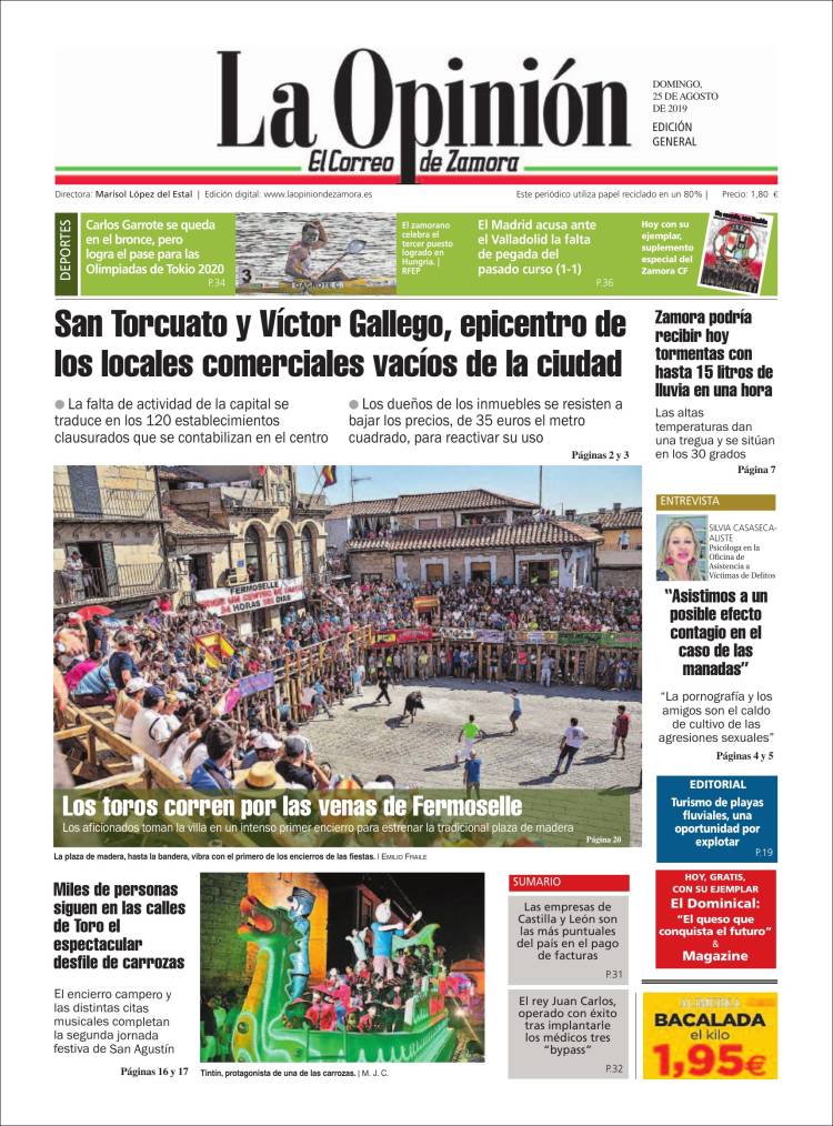 Portada de La Opinión - El Correo de Zamora (España)