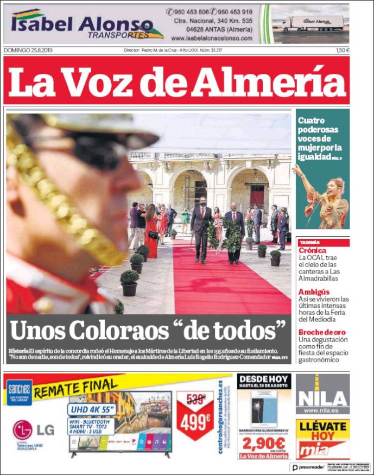 Portada de La Voz de Almería (España)