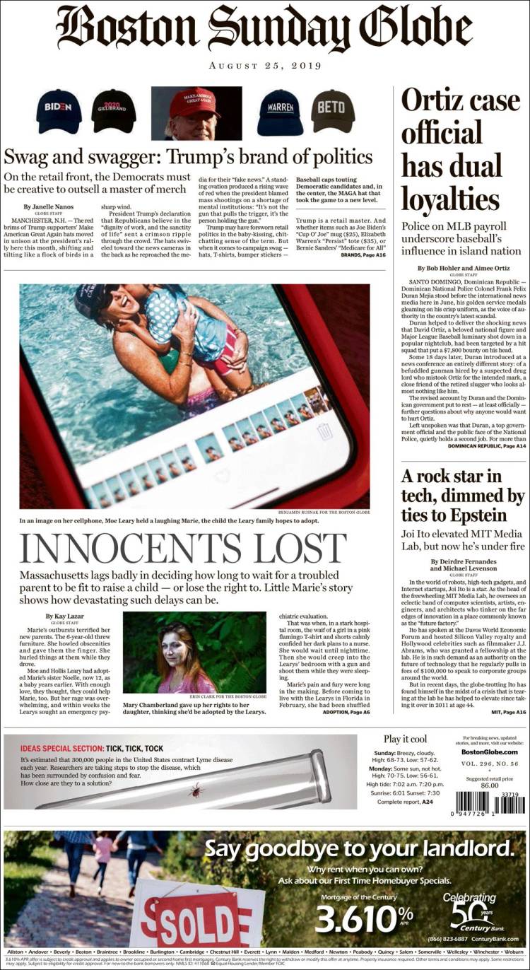 Portada de Boston Globe (USA)