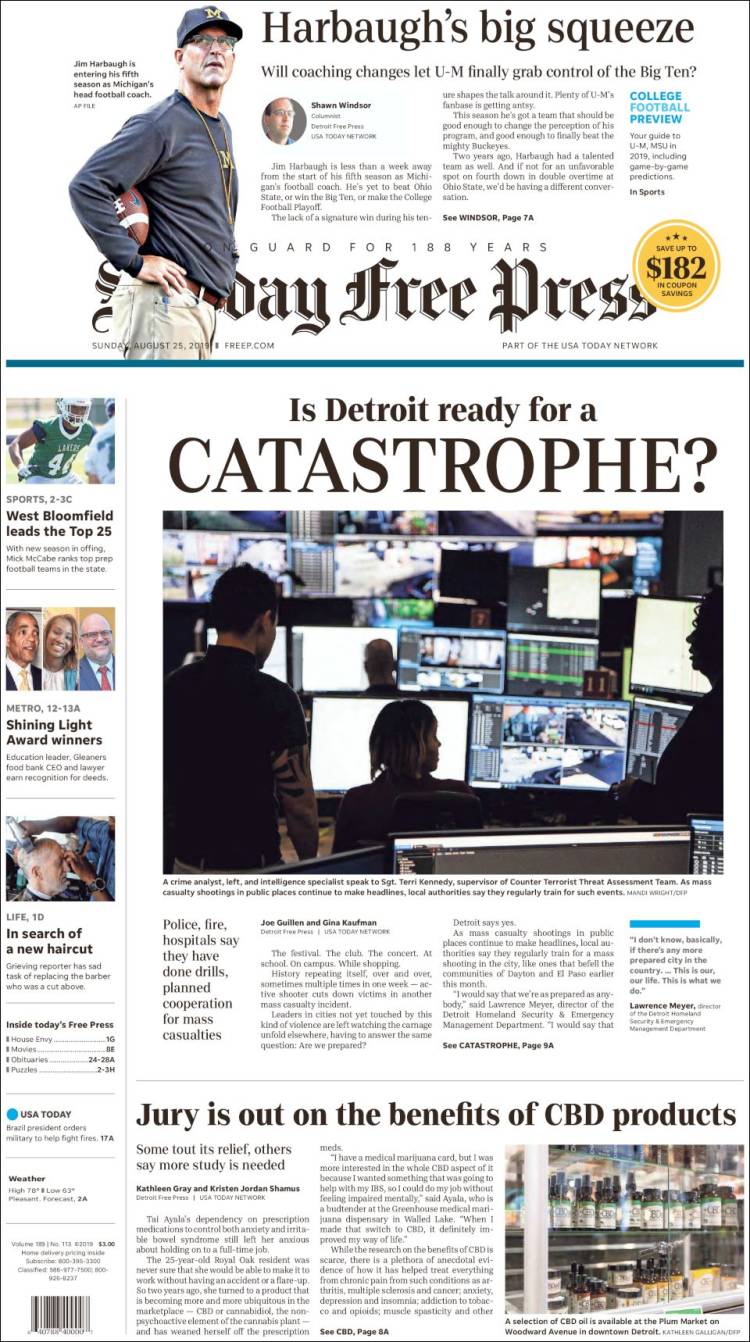 Portada de Detroit Free Press (USA)