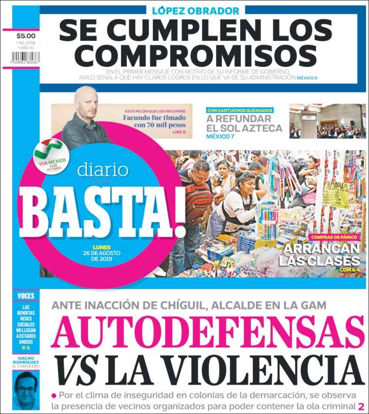 Portada de Diario Basta (Mexico)