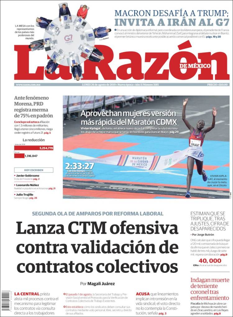 Portada de La Razón (Mexico)