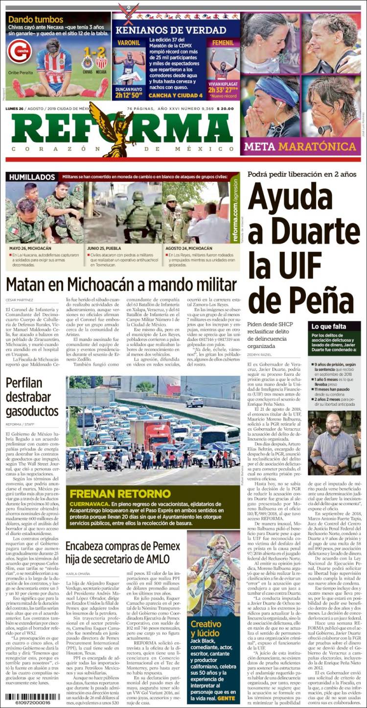 Portada de Reforma (Mexico)