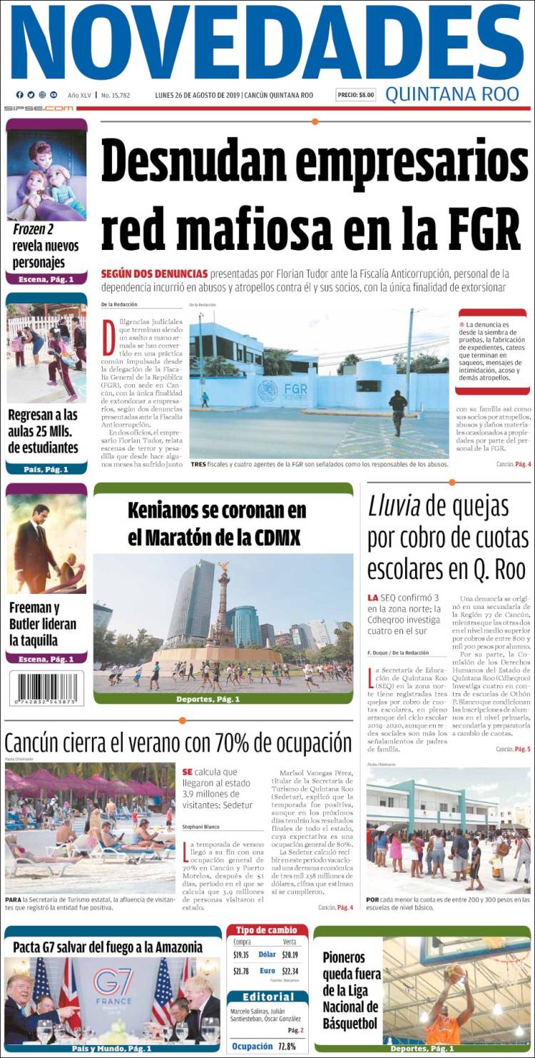 Portada de Novedades de Quintana Roo (Mexico)