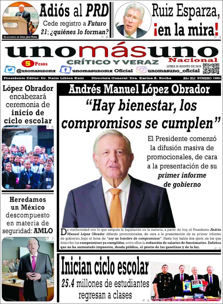 Portada de unomásuno (Mexico)